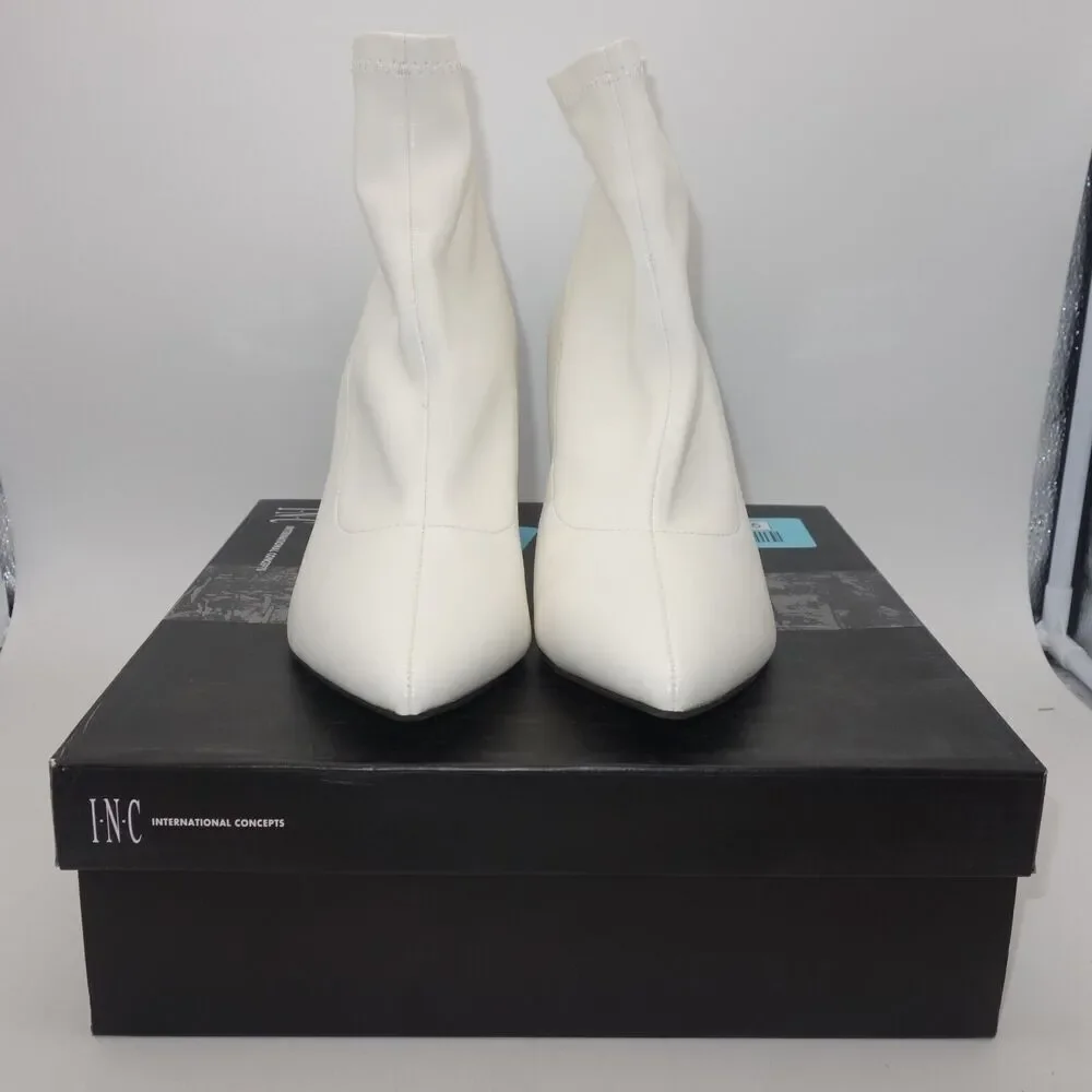 NEW INC International Concepts Women' s 11 White Bray Pointed Toe Ankle Booties